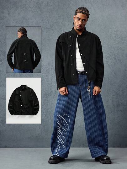 Street Life Men's Solid Color Minimalist Casual Long Sleeve Stand Collar Jacket