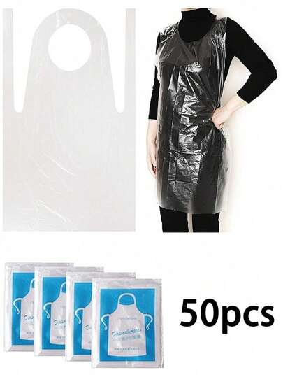 Disposable Plastic Aprons For Cooking, Painting, BBQ & Picnic - Individually Wrapped For Hygiene