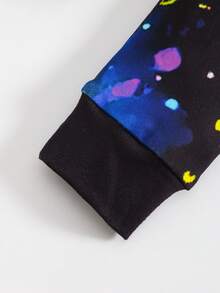 2 piezas Conjunto de pijama cómodo y ajustado para niños pequeños con top de manga larga con cuello redondo y estampado láser digital de dinosaurio lindo y leggings con estampado completo de dinosaurio, para primavera/verano