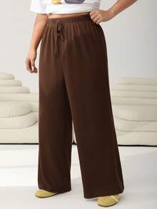 Solflare Plus Size Casual Solid Color Drawstring Waist Pants,Fall /Autumn/Winter/Summer,Christmas,New Year,Thanksgiving,Party,Wedding,Beach,Graduati,Chic,Elegant,Casual,Going Out,Date,Appointment,Commute,