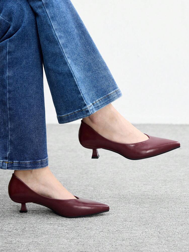 CUCCOO BIZCHIC Women's Pointed Toe Low Heel Classic Simple Basic Commute Work Party Pumps