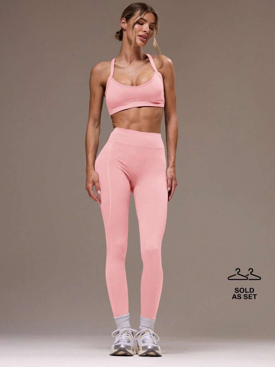 Musera Sport Bộ đồ thể thao tập gym và quần legging chéo lưng cho nữ - Màu Hồng baby - Xem 1