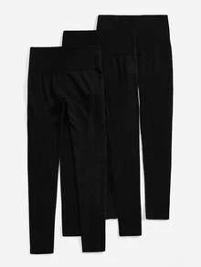 Easithlete 3条装罗纹无缝女士紧身裤 - 高腰收腹瑜伽裤，不透光，适合运动、跑步、骑行、瑜伽、匹克球等休闲场合。 - 黑色 - 查看 4