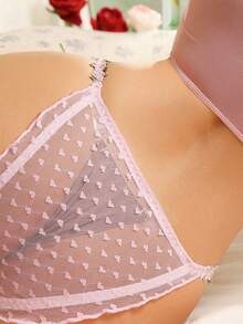 浪漫花卉蕾丝轻薄透明内裤，粉色 - 粉色 - 查看 2