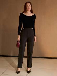 MOTF PREMIUM WOMEN'S ELEGANT ONE-SHOULDER T-SHIRT - Black - View 3