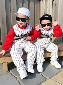 男女宝宝休闲可爱趣味运动街头百搭韩版舒适时尚摩托车赛车角色扮演连体衣，适合万圣节、运动赛事、生日派对、洗礼、周岁庆典、晚会、演出、婚礼、春夏秋季等场合。 - 紅白色 - 查看 7