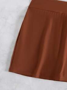 Swim Lushoire 女士纯色沙滩优雅侧开衩裤泳装沙滩裤 - 鏽棕色 - 查看 8