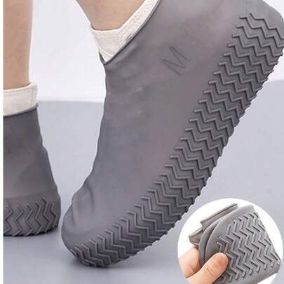 1 đôi bọc giày silicon tái sử dụng, chống thấm nước, chống trơn trượt, dày dặn, dễ mang theo, không mùi, dùng được cho cả nam và nữ (Có thể còn sót lại một ít cặn từ quá trình sản xuất, điều này là bình thường và không ảnh hưởng đến việc sử dụng), đồ dùng học tập