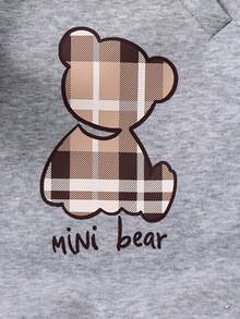 新生女宝宝可爱休闲针织杏色卡通图案长袖连体衣 - 淺灰色 - 查看 5