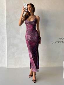 Aloruh 夏季度假性感紧身深V领露背高开衩连衣裙（女款） - 彩色 - 查看 7