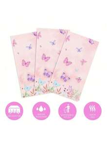 1件/2件装蝴蝶派对桌布，樱桃生日装饰桌布，一次性生日蝴蝶桌布，长方形塑料防水春花水彩粉色桌布派对用品，樱桃主题派对，返校季 - 彩色 - 查看 5