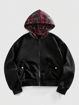 Veste décontractée en mélange de laine pour homme, style streetwear automne/hiver foncé