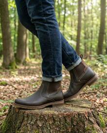 Botín chelsea, piel genuina  elásticos  laterales, piel croco, piel genuina, elegante, cómodo - Marrón - Ver 3