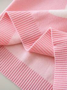 Genkimix Kids Girls Pink Heart Pattern Jacquard Knit Sweater & Pants 2-Piece Set,Cute Autumn/Winter Holiday Kids Two Piece Sweater Sets - Baby Pink - View 7