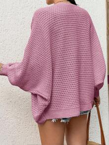 EURMUSE Women Cardigan With Bat Sleeve Loose Fit - Baby Pink - View 2