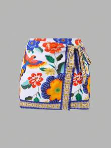 Swim Oasis 大码连体泳衣，复古印花高端系列女士三件套泳衣 - 彩色 - 查看 4