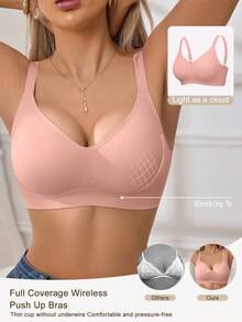 NudeFit 1pc Women's Minimalist Comfortable Seamless Jelly Gel Wireless Bra With Removable Pads - Watermelon Pink - View 3