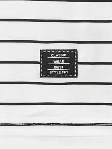 Manfinity Unisex Men 1pc White Fitted Ribbed Knit Crew Neck Long Sleeve T-Shirt, Summer, Fall