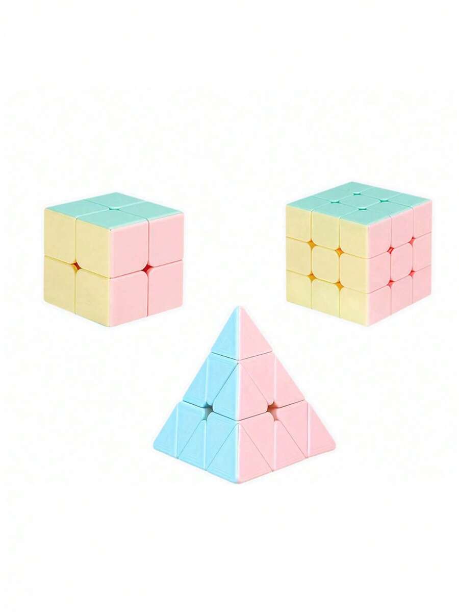 速拧魔方 Macaron 2x2 3x3 4x4 5x5 无贴纸 3x3 金字塔魔方，旋转快速顺滑，3x3 益智益智游戏，适合儿童和成人 - 彩色 - 查看 1