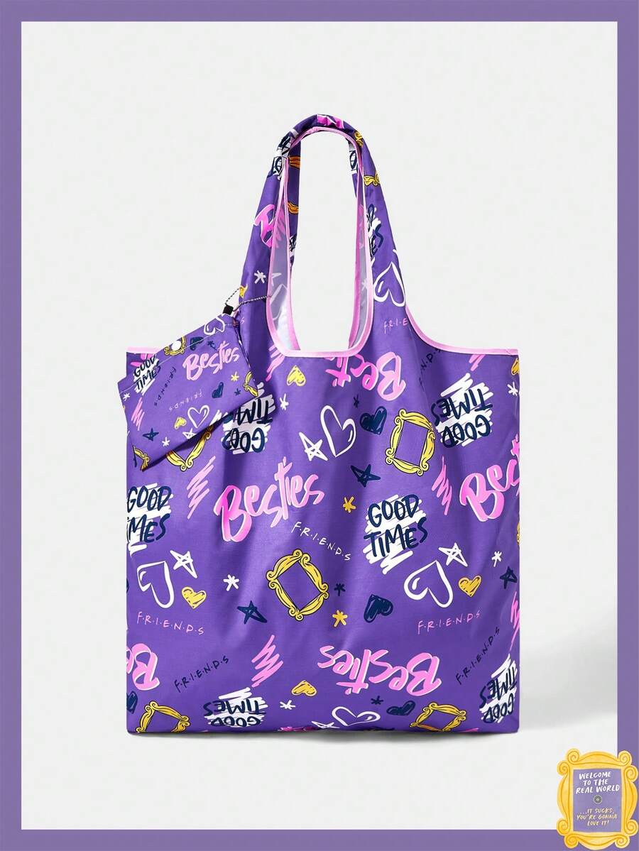FRIENDS X SHEIN Pack Of 1, Letter Friends Vest Bag, Foldable Tote Bag, Suitable For Women - Multicolor 1 - View 1