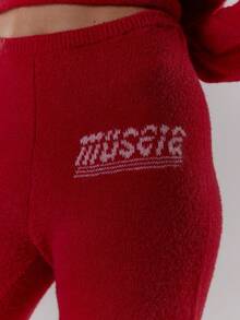 MUSERA Knitted Wide Leg Drawstring Relaxed '' Sweater Pants Old Money Cute Country Cottage Core Back To School Casual Lounge For Women Butterscotch Spring Valentines Day - Burgundy - View 5