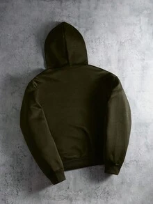 PAVTROS Áo hoodie túi vá thêu thời trang đường phố thường ngày dành cho nam có lớp lót giữ nhiệt, áo hoodie xanh navy thu đông, áo hoodie ngắn, áo hoodie nam, áo hoodie chéo, rộng thùng thình, họa tiết, bạn bè, thay thế, bạn bè, thời trang đường phố, dành cho nam, chạy bộ, hodddie - xanh quân đội - Xem 2