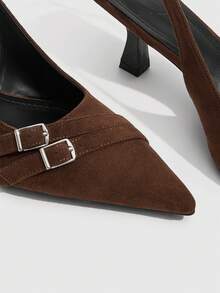 CUCCOO SZL Sepatu hak tinggi runcing elegan untuk wanita, desain minimalis untuk bepergian saat Natal. - Coffee Brown - View 10