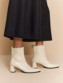 Daringsoles Giày bốt cao gót mũi nhọn thời trang đa năng cho nữ - Màu be - Xem 3