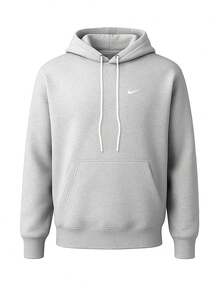Nike Solo Swoosh Men's Hoodie Grey - Dk Grey Heather/White - View 1