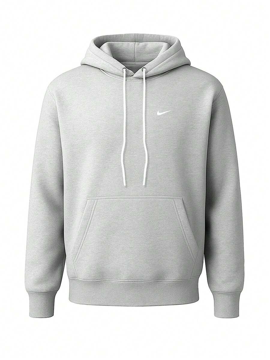 Nike Solo Swoosh Men's Hoodie Grey - Dk Grey Heather/White - View 1