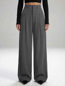 LYSMO 女式纯色褶皱长裤