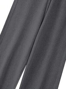 EMERY ROSE Women's Elegant Loose Long Sleeve Tie-Waist Knit Sweater And Pants Set, Plus Size, Suitable For Outings, Parties, And Wedding Guests, Autumn/Winter Knit Two Piece Set Two Piece Lounge Set Grey Two Piece Set Sweater Set Comfortable Two Piece Set - Grey - View 3