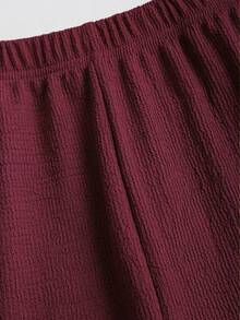 Sweetra Petite 2 Stücke/Set Frauen minimalistischer Pendler Strick strukturierter bequemer Lässig Metall Schnallen Dekor Petite Set, Herbst/Winter - Bordeaux - Übersicht 7