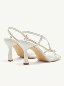 CUCCOO CHICEST Women's Pointed Toe Bowknot Elegant High Heel Sandals, Casual Commute Outfit For Spring For Christmas - Beige - View 15