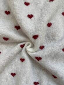 SHEIN Elenzya Women's Casual Colorblock Heart Knit Sweater Top - White - View 6