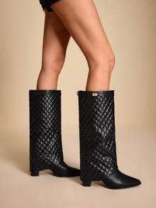 Daringsoles Giày bốt cao cổ mũi nhọn, đế dày, chất liệu da lộn, có tua rua, dáng ôm, dành cho nữ - màu đen - Xem 3