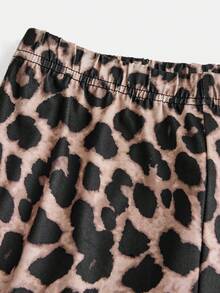 SHEIN Tween Girls' Casual Fashion Mesh Off-Shoulder Flared Long-Sleeved Crop Top With Pure Leopard Print Flared Pants 2-Piece Set, Casual And Elegant Daily Wear, Suitable For Autumn And Winter, Spring And Summer, Back To School, Cheetah Print Girls Set, 2 Piece Pants Set, Flared Leggings, Animal Print Outfit - Black - View 8