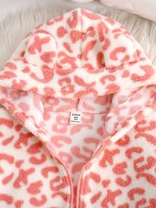 SHEIN Tween Girls' Casual Reversible Thermal Lined Thick Cute 3D Ear Hooded Short Teddy Jacket Coat, Autumn/Winter - Baby Pink - View 4