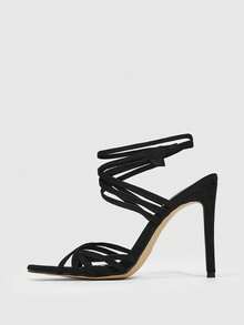 CUCCOO SZL 女士尖头搭扣设计时尚高跟凉鞋，适合日常穿着 - 黑色 - 查看 5