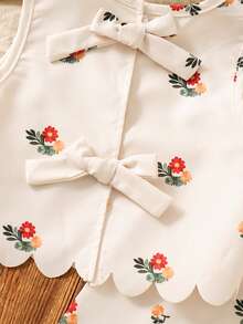 SHEIN 2pcs/Set Young Girl Ditsy Floral Sleeveless Top & Loose Casual Pants Set