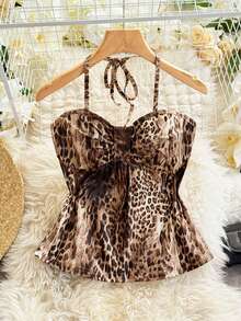 INAWLY Áo hai dây nữ họa tiết da báo, kiểu dáng thường ngày. - Nhiều màu - Xem 3