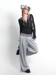 Bloopia 女士针织长袖连帽卫衣，数码印花，拼接设计，时尚百搭朋克风上衣 - 彩色 - 查看 6