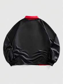 ROMWE MEN Prep Men's Casual Colorblock Letter Print T-Shirt, Autumn - Multicolor - View 2