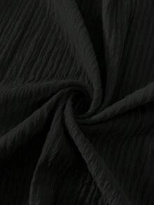 SHEIN 孕妇休闲纯色收腰长袖连衣裙 - 黑色 - 查看 8