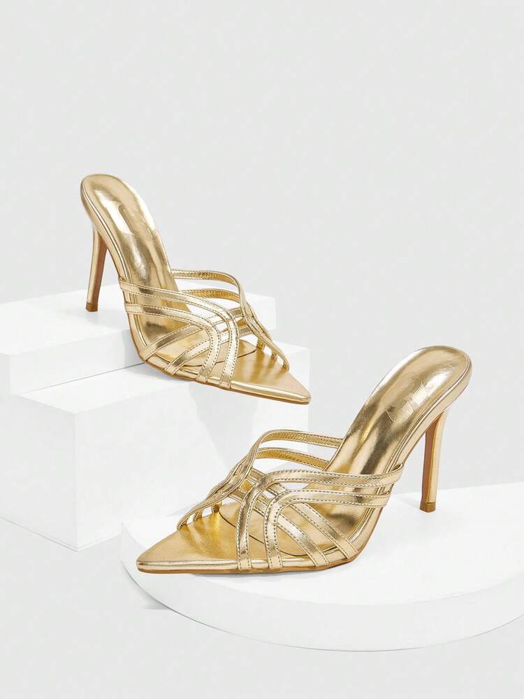 CUCCOO SZL Women's Solid Color Fashion Pointed Toe Versatile Heeled Sandals, Summer For Christmas Valentine's Day Spring Shoes Prom Heels