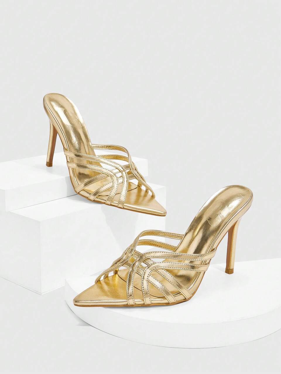 CUCCOO SZL Women's Solid Color Fashion Pointed Toe Versatile Heeled Sandals, Summer For Christmas Valentine's Day Spring Shoes Prom Heels Summer Shoes