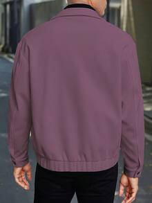 Manfinity Homme Men's Casual Everyday Commute Simple Solid Color Flap Detail Wool Blend Jacket, Autumn/Winter - Purple - View 2