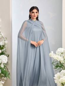 Al Najma Women's Turkish Maxi Dress & Arabic Traditional Abaya Kaftan Jalabiya Dress Light Blue Long Dress Dress With Cape Elegant Dress Najma Dress Party Dress - Green - View 7