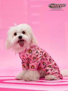 THE POWERPUFF GIRLS X PETSIN 1件兔子小女巫字母闪电爱心印花宠物连体衣玫瑰红运动风亲肤透气宠物服装 - 彩色 - 查看 9