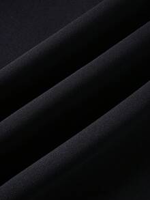 ROMWE MEN Prep Men's Minimalist Print Long Sleeve Polo Shirt - Black - View 3